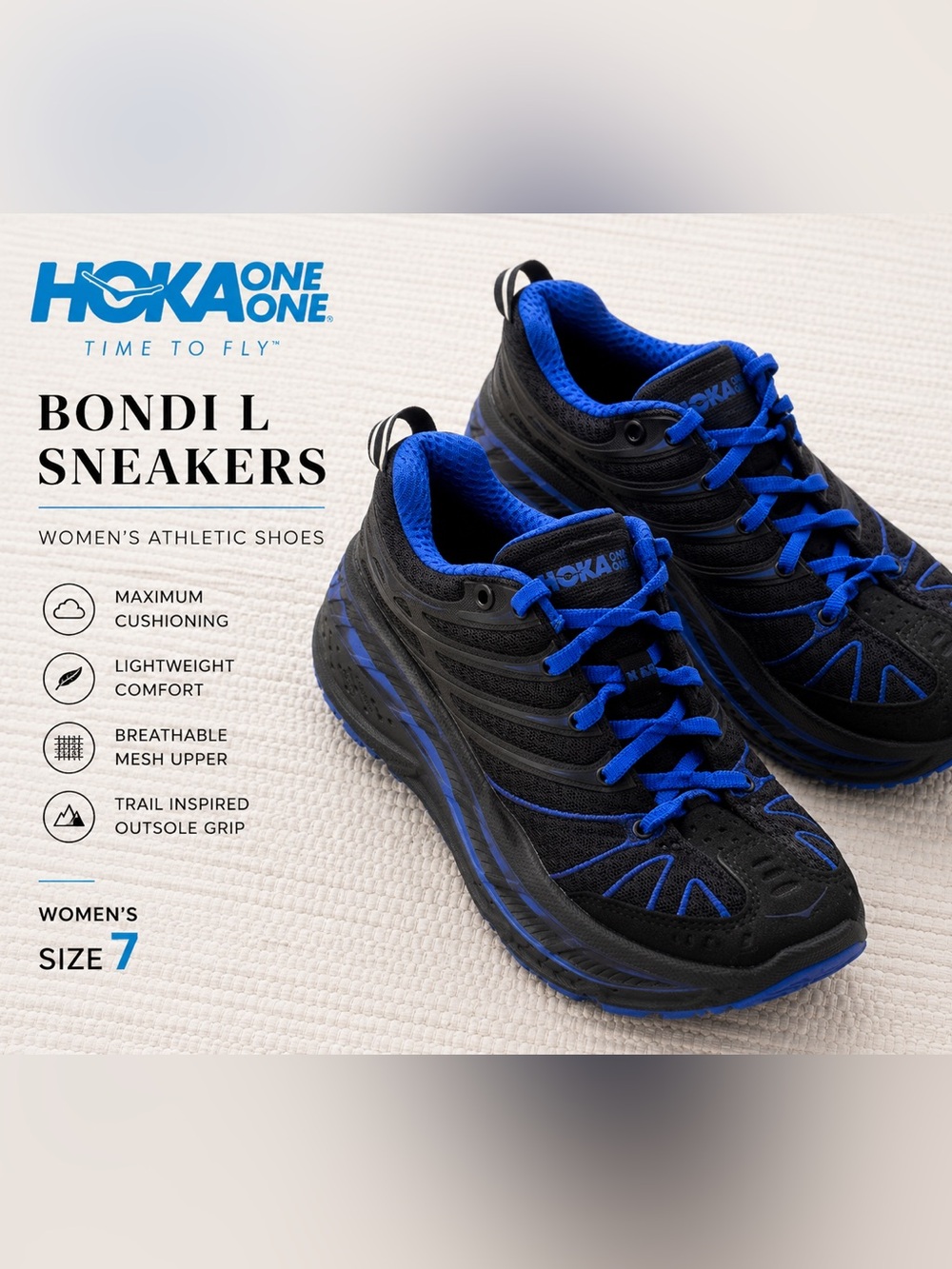 HOKA One One Bondi Trail Sneakers Black Blue Women’s Athletic Shoes
